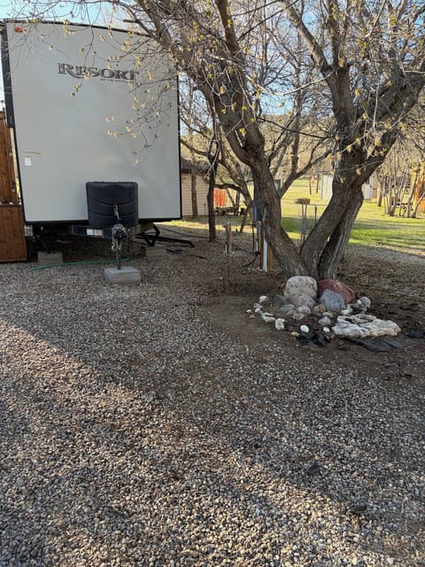After the spring cleanup: Gravel pad and rock bed